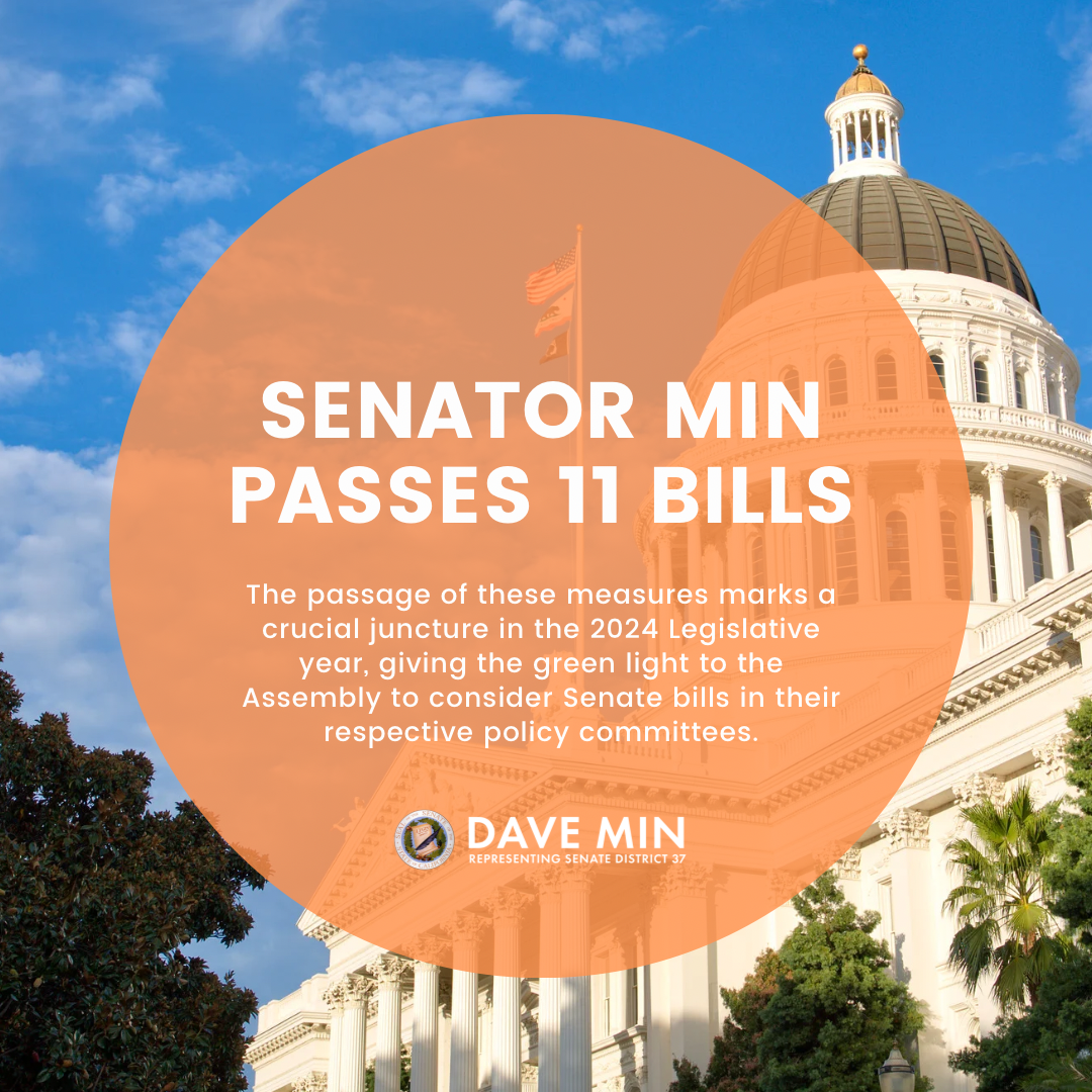Senator Min passes 11 bills